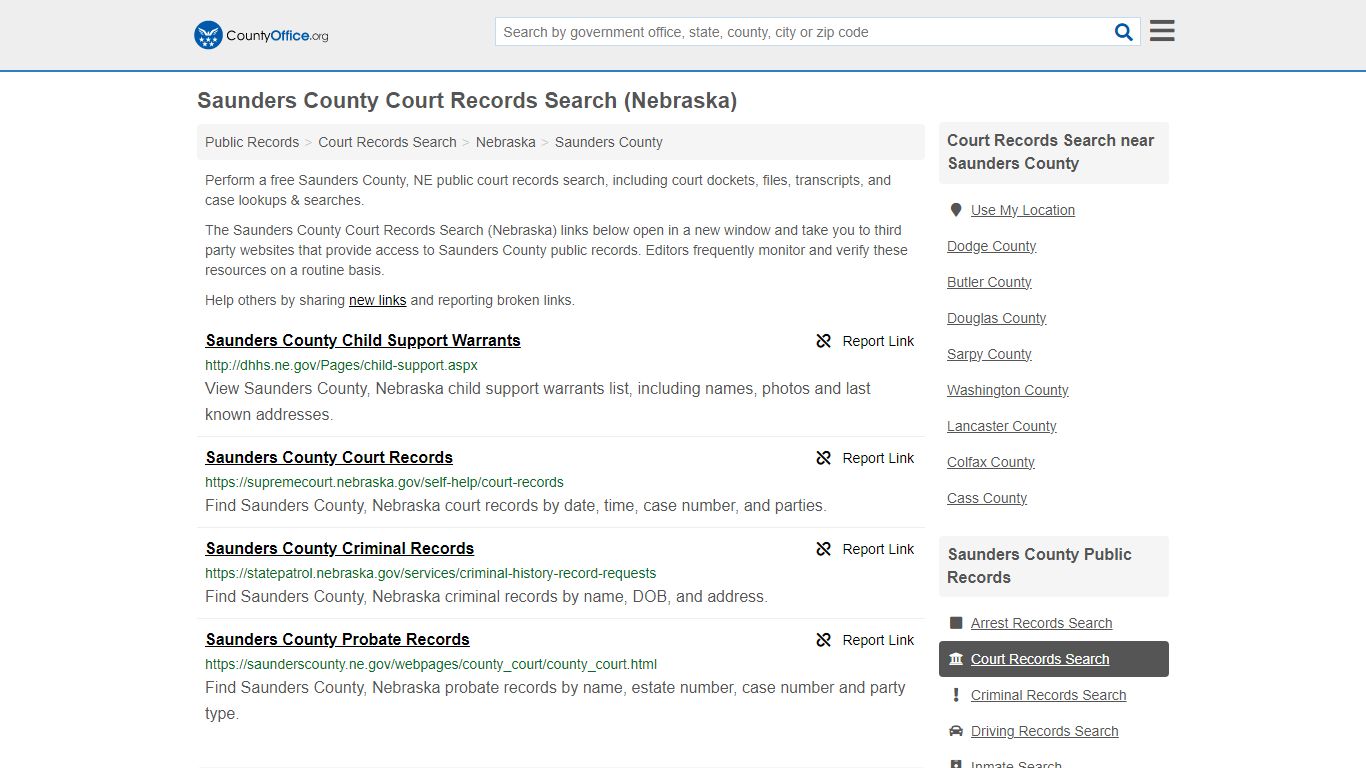 Saunders County Court Records Search (Nebraska) - County Office