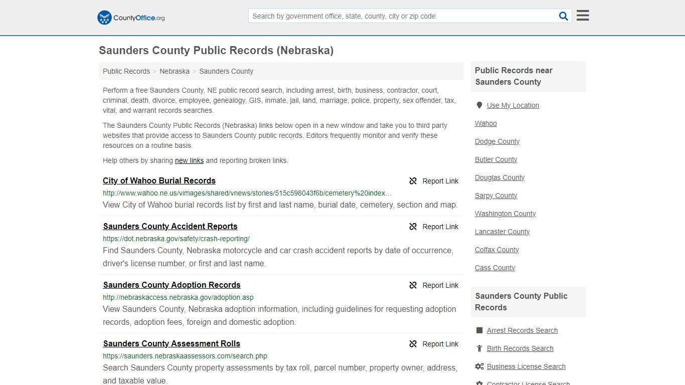 Saunders County Public Records (Nebraska) - County Office