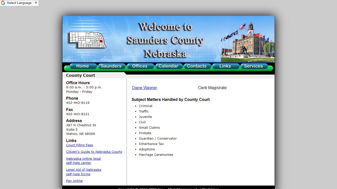 Saunders County - County Court - Nebraska