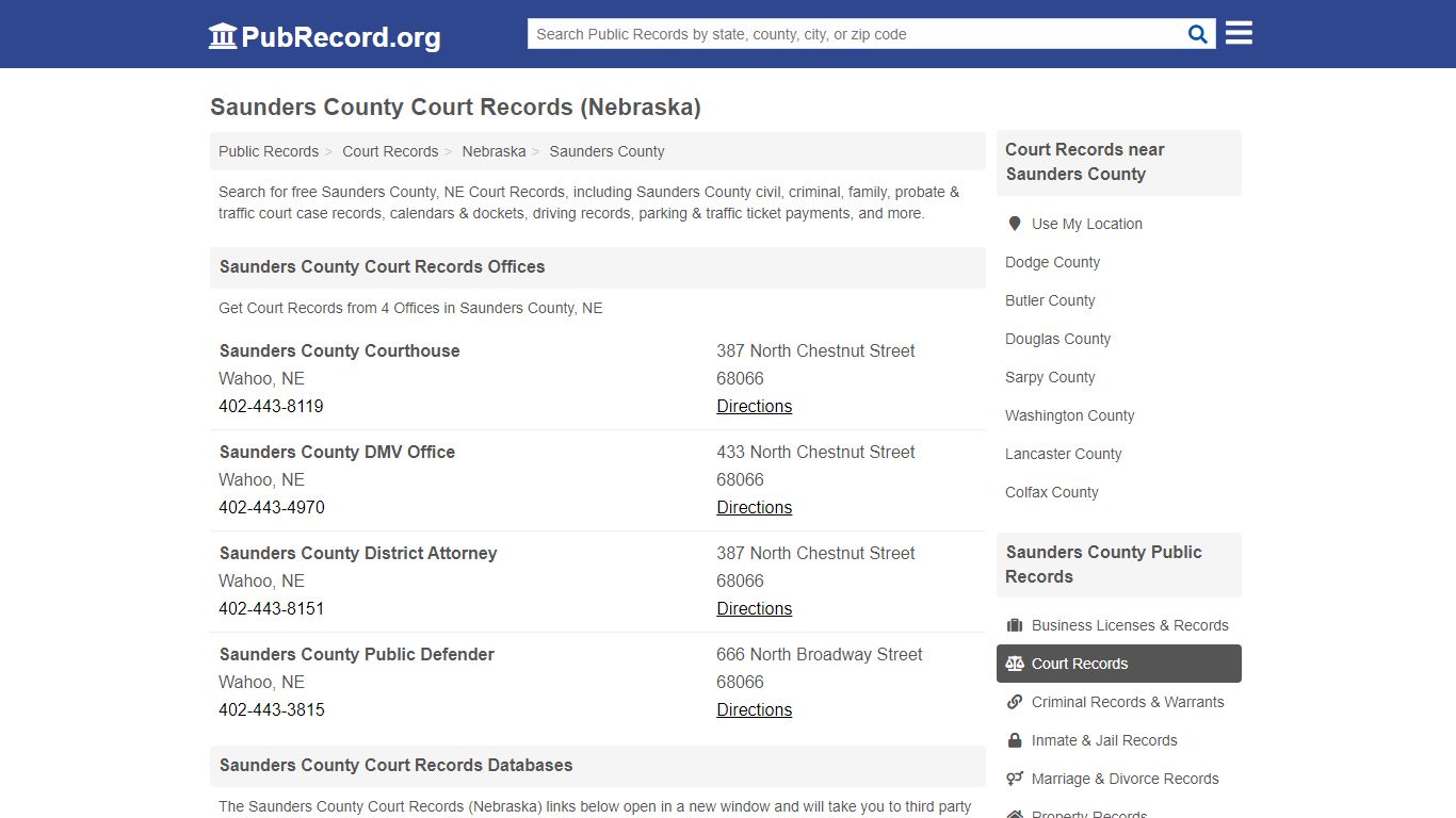 Free Saunders County Court Records (Nebraska Court Records) - PubRecord.org